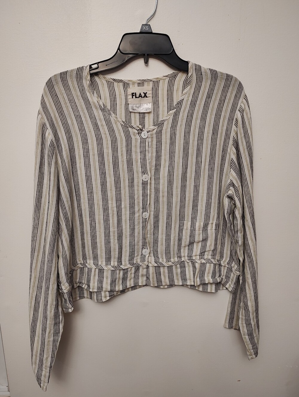 Flax Linen Striped Button-up Top Small